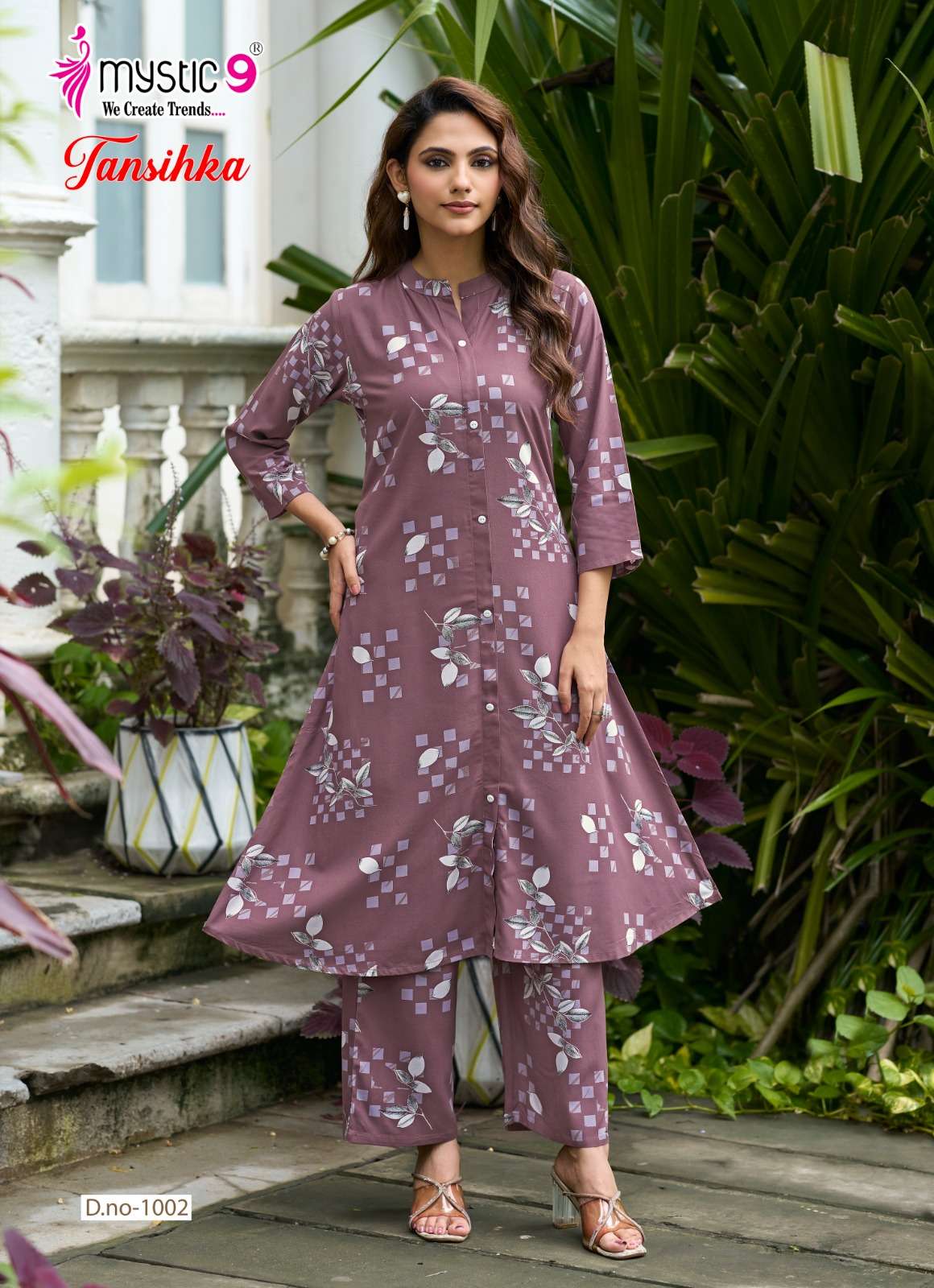 MYSTIC 9 TANISHKA VOL 1 HEAVY VISCOSE PRINT A LINE CUT CORD SET SURAT BRAND WHOLESALER 